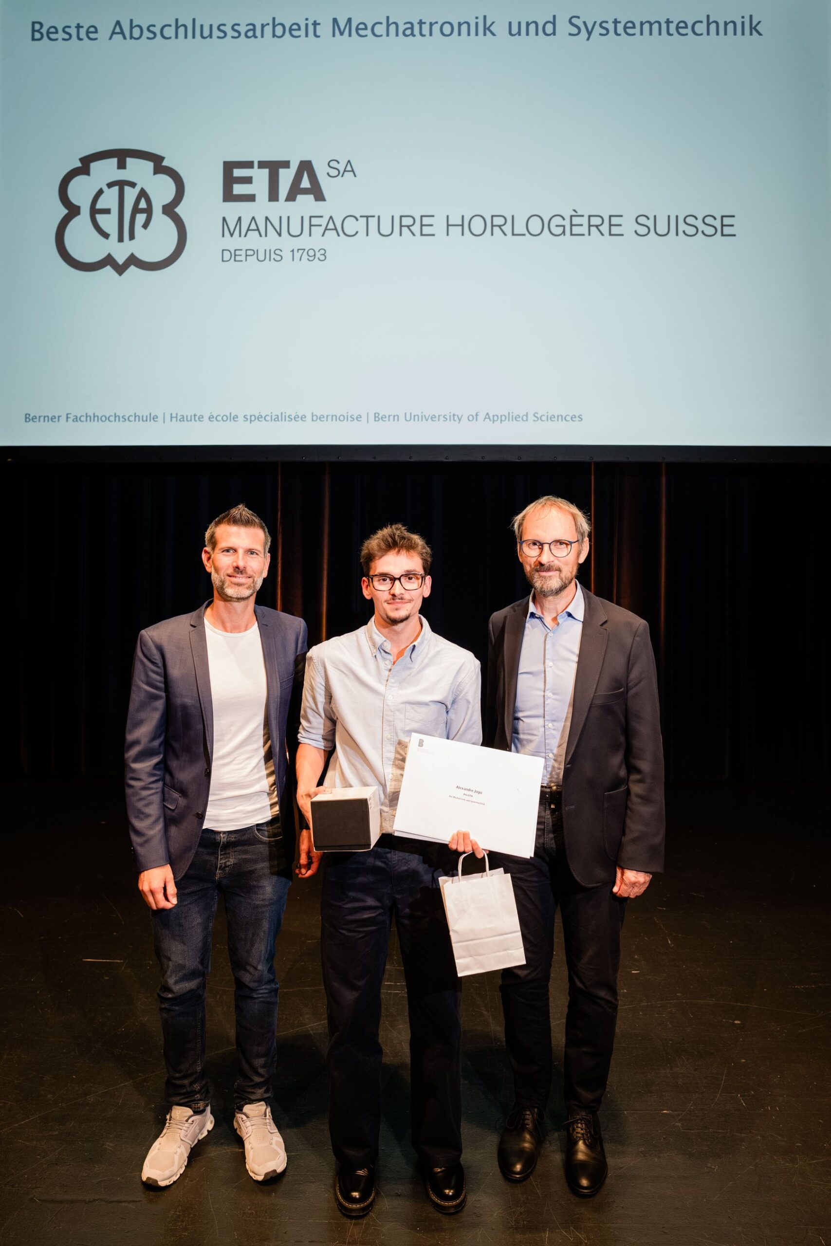 ETA-Spezialpreis: Alexandre Jogo für die beste Arbeit in Mechatronik und Systemtechnik.